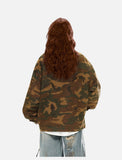 Camouflage Bomber Jacket with Corduroy Collar