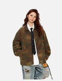 Camouflage Bomber Jacket with Corduroy Collar