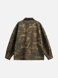Camouflage Bomber Jacket with Corduroy Collar