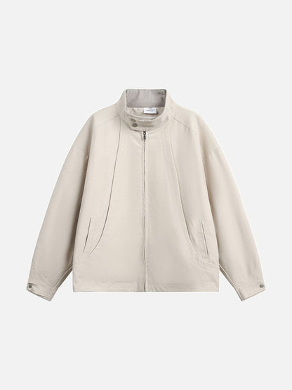 Convertible Collar Navy Bomber Jacket