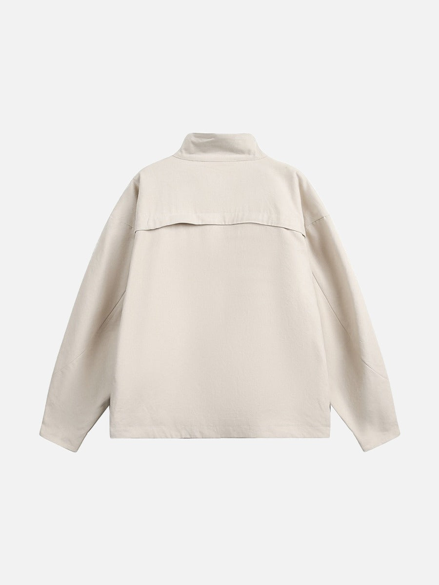 Convertible Collar Navy Bomber Jacket