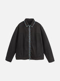 Distinctive Patterned Trim Relaxed Jacket
