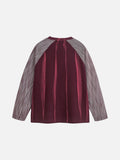 Contrasting Textured Sleeve Long-Sleeve Top