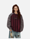 Contrasting Textured Sleeve Long-Sleeve Top