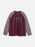 Contrasting Textured Sleeve Long-Sleeve Top