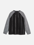 Contrasting Textured Sleeve Long-Sleeve Top