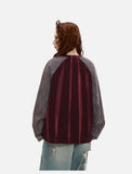 Contrasting Textured Sleeve Long-Sleeve Top
