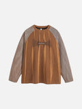 Contrasting Textured Sleeve Long-Sleeve Top
