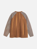Contrasting Textured Sleeve Long-Sleeve Top