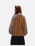 Contrasting Textured Sleeve Long-Sleeve Top