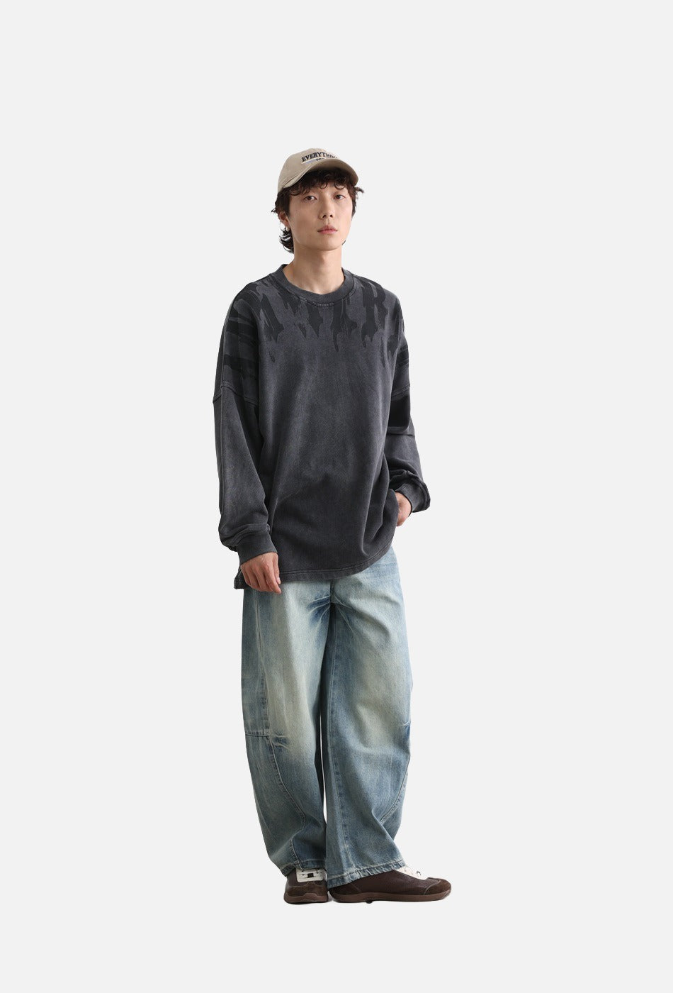 Tonal Flame Graphic Oversized Sweatshirt
