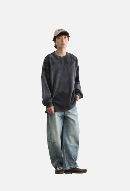 Tonal Flame Graphic Oversized Sweatshirt