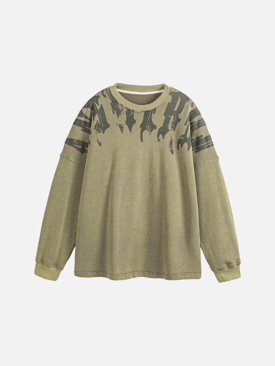 Tonal Flame Graphic Oversized Sweatshirt
