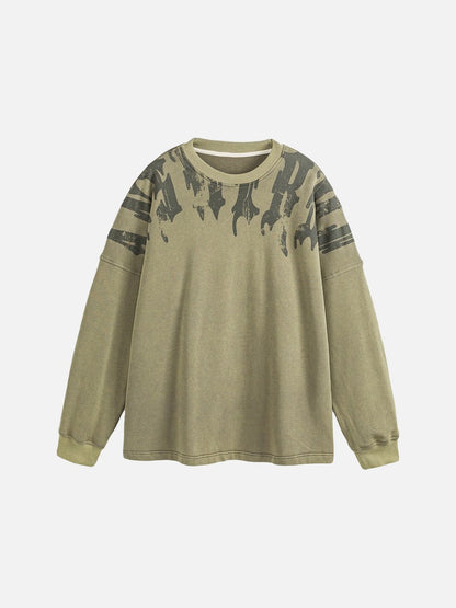 Tonal Flame Graphic Oversized Sweatshirt