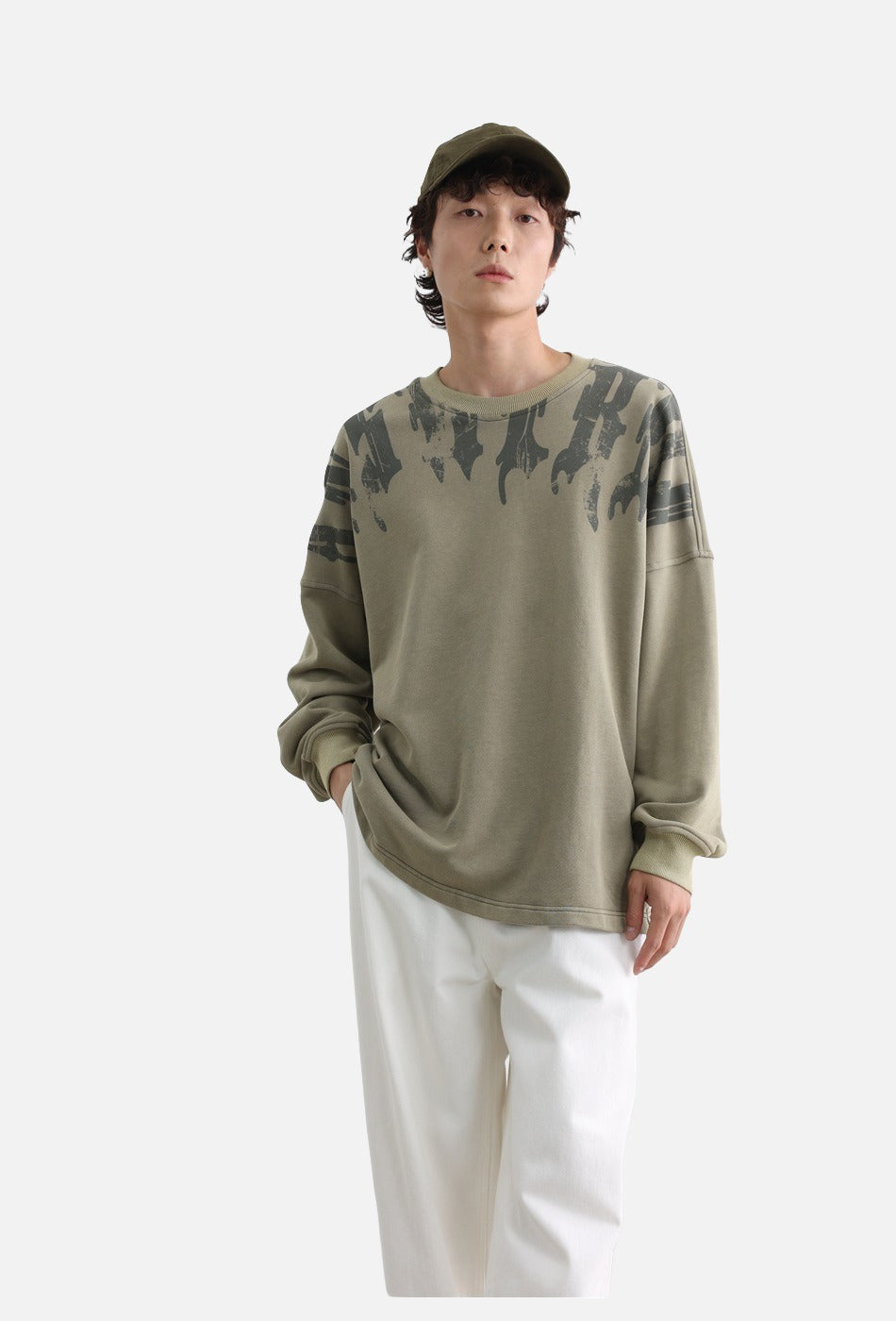 Tonal Flame Graphic Oversized Sweatshirt