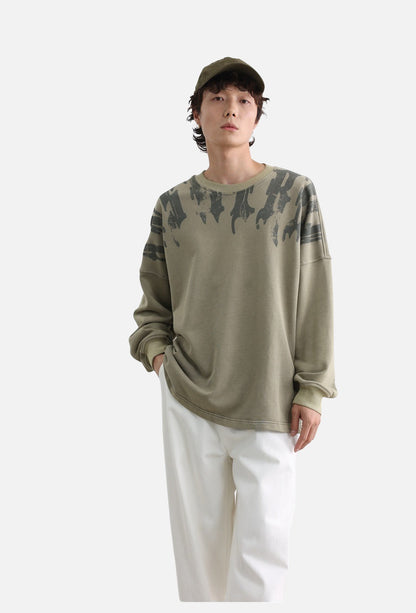 Tonal Flame Graphic Oversized Sweatshirt