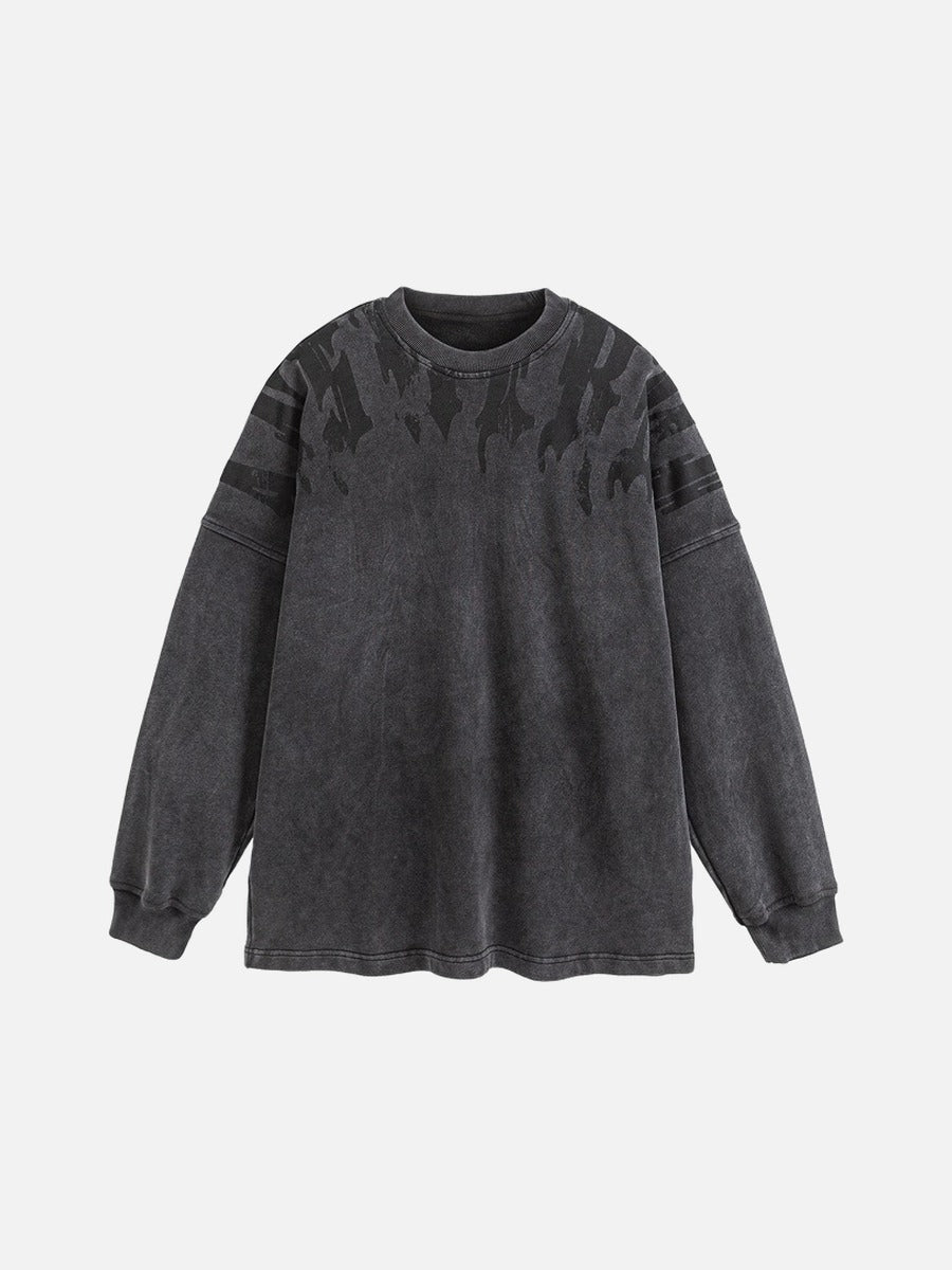 Tonal Flame Graphic Oversized Sweatshirt