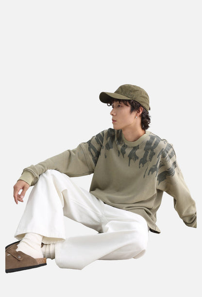 Tonal Flame Graphic Oversized Sweatshirt