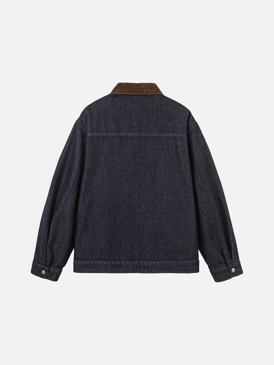 Indigo Blue Denim Jacket with Toggle Clasps