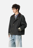 Contrasting Corduroy Collar Relaxed Jacket