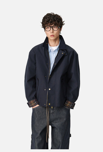Contrasting Corduroy Collar Relaxed Jacket