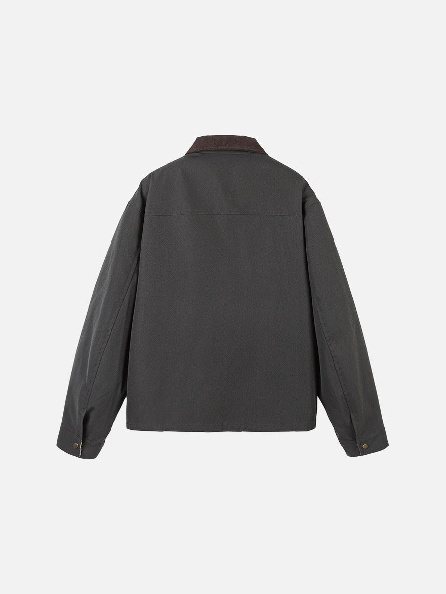 Contrasting Corduroy Collar Relaxed Jacket