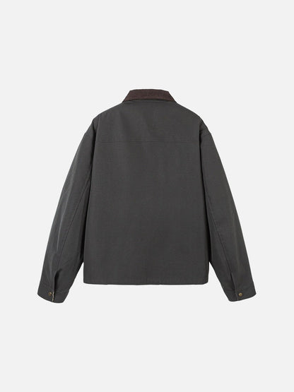 Contrasting Corduroy Collar Relaxed Jacket