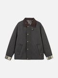 Contrasting Corduroy Collar Relaxed Jacket