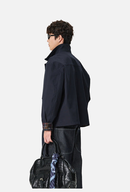Contrasting Corduroy Collar Relaxed Jacket