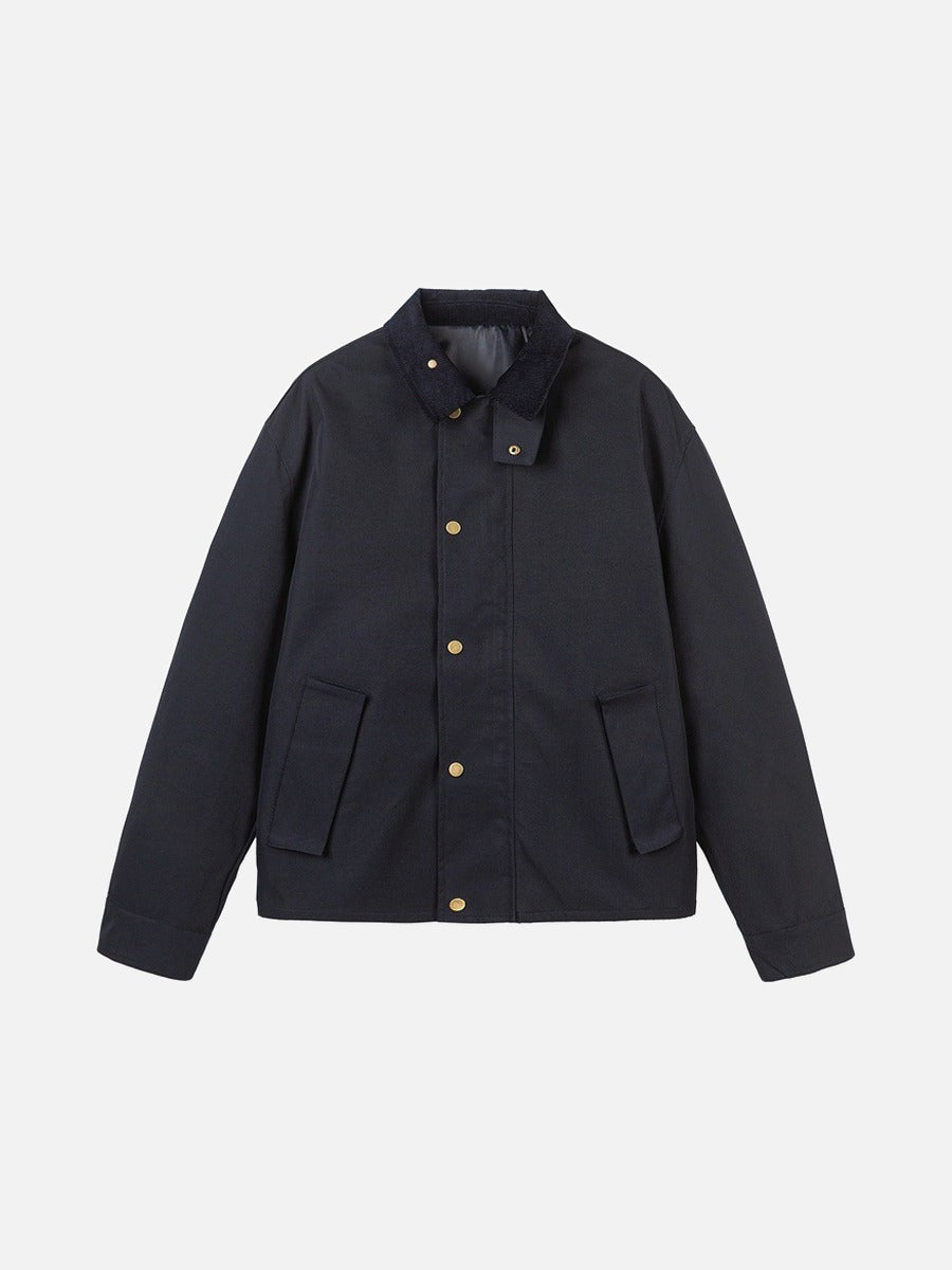 Contrasting Corduroy Collar Relaxed Jacket