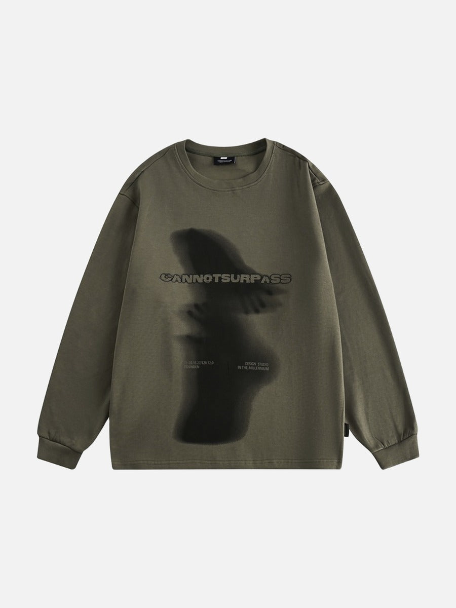 Abstract Ghostly Graphic Oversized Top
