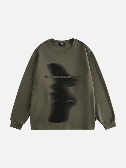 Abstract Ghostly Graphic Oversized Top