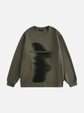 Abstract Ghostly Graphic Oversized Top