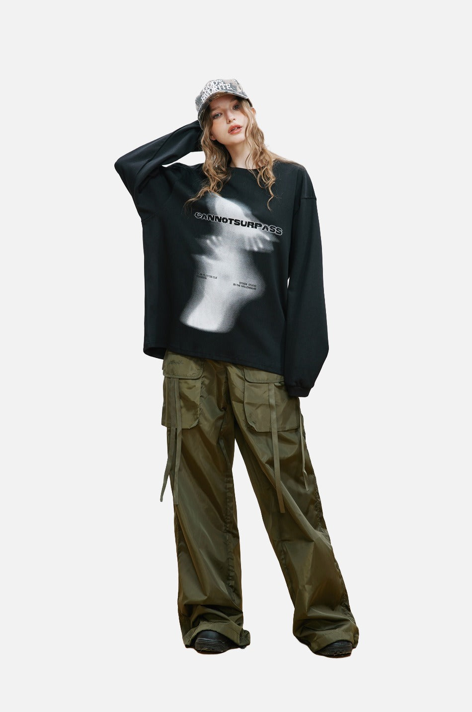 Abstract Ghostly Graphic Oversized Top