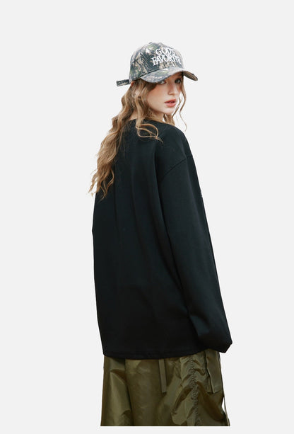 Abstract Ghostly Graphic Oversized Top