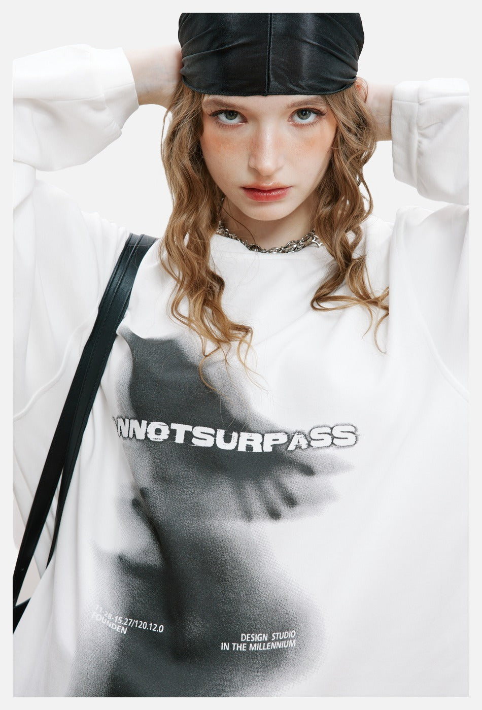 Abstract Ghostly Graphic Oversized Top