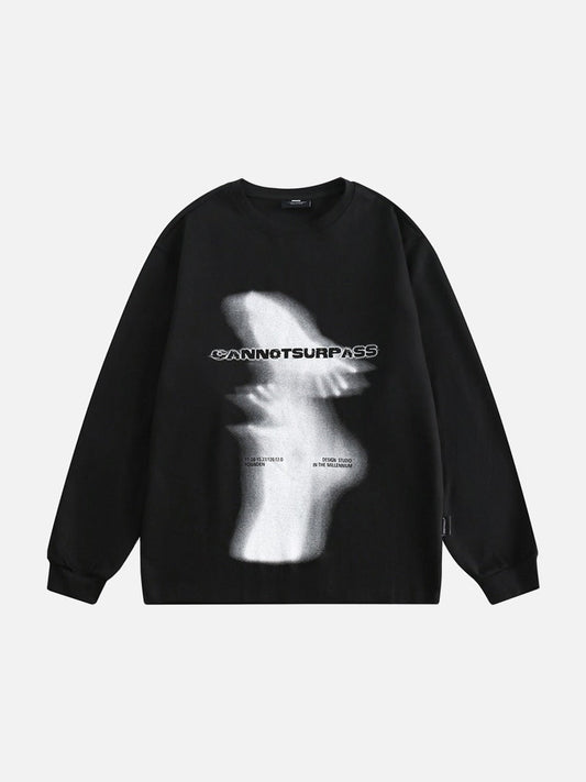 Abstract Ghostly Graphic Oversized Top