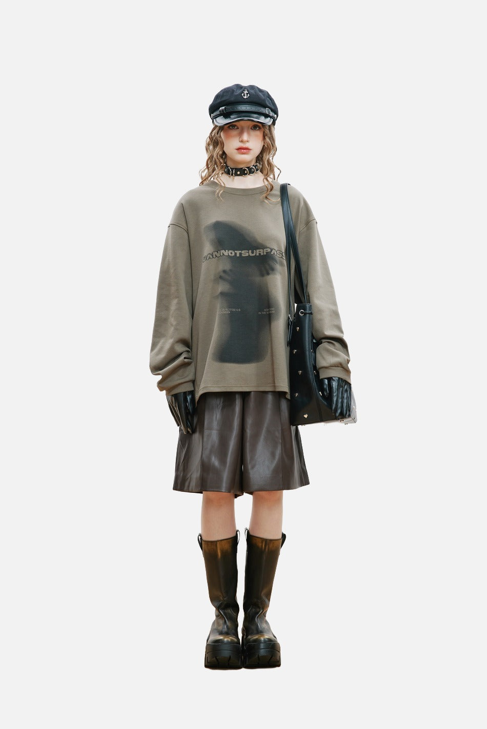 Abstract Ghostly Graphic Oversized Top