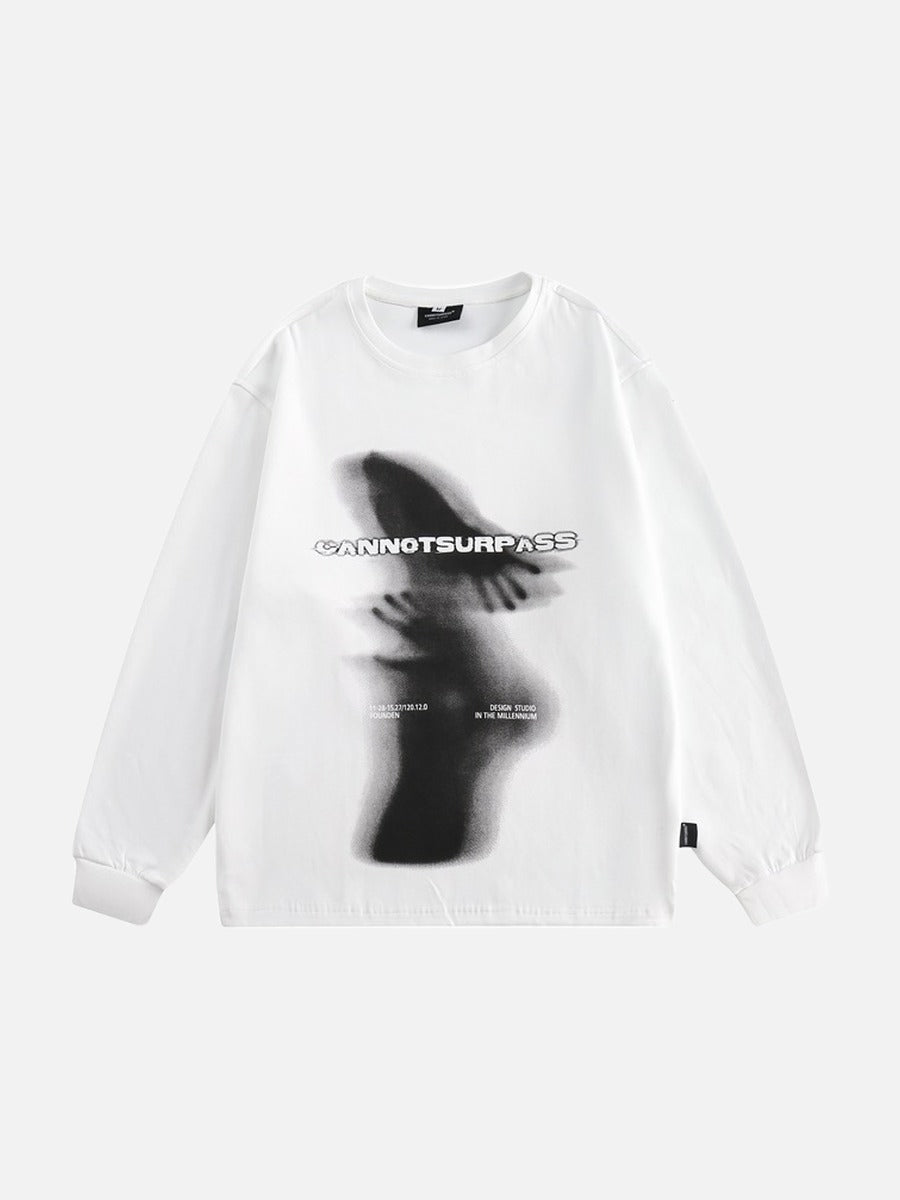 Abstract Ghostly Graphic Oversized Top