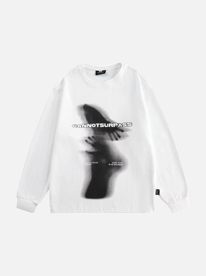 Abstract Ghostly Graphic Oversized Top