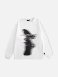 Abstract Ghostly Graphic Oversized Top