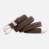 DAXUEN suede women's belt with antique silver tip