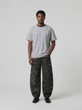 DAXUEN Heather grey short-sleeve T-shirt with unique paneling — model photo