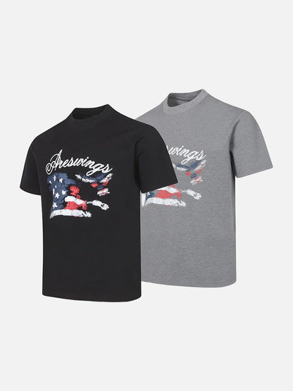 DAXUEN Areswings graphic t-shirt with American flag design