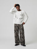 DAXUEN White long sleeve t-shirt with graphic prints — model photo