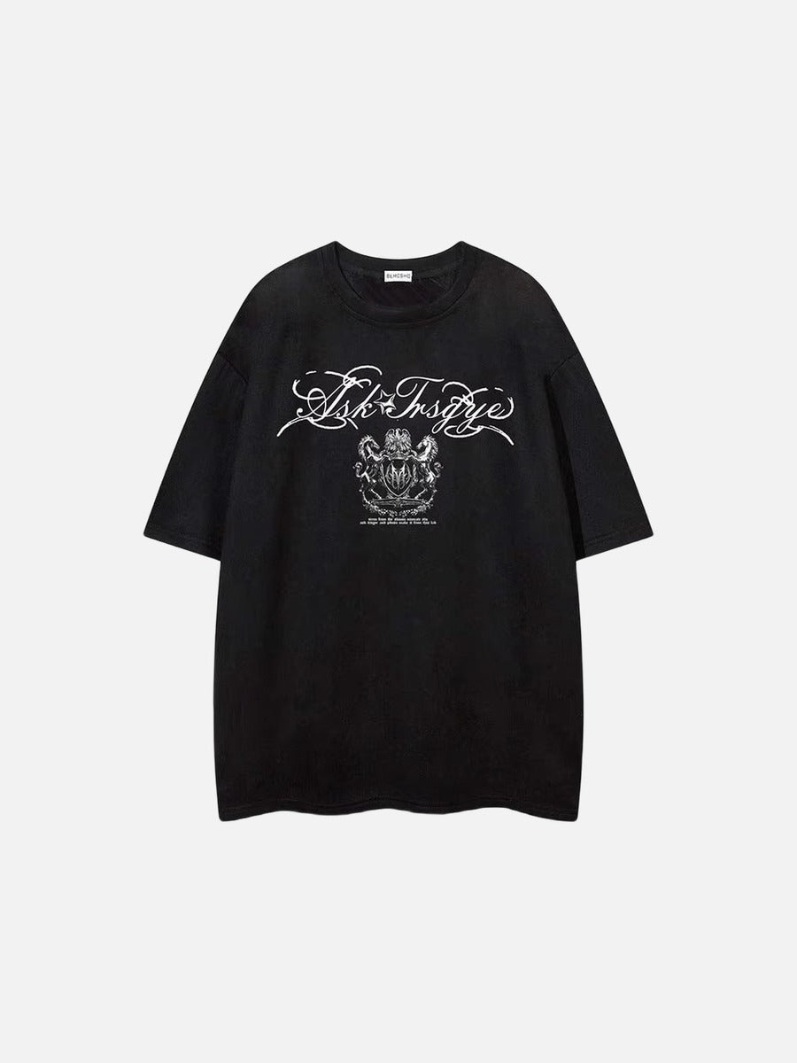 DAXUEN Oversized short-sleeve T-shirt with script graphics