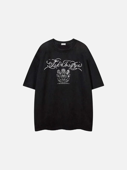 DAXUEN Oversized short-sleeve T-shirt with script graphics