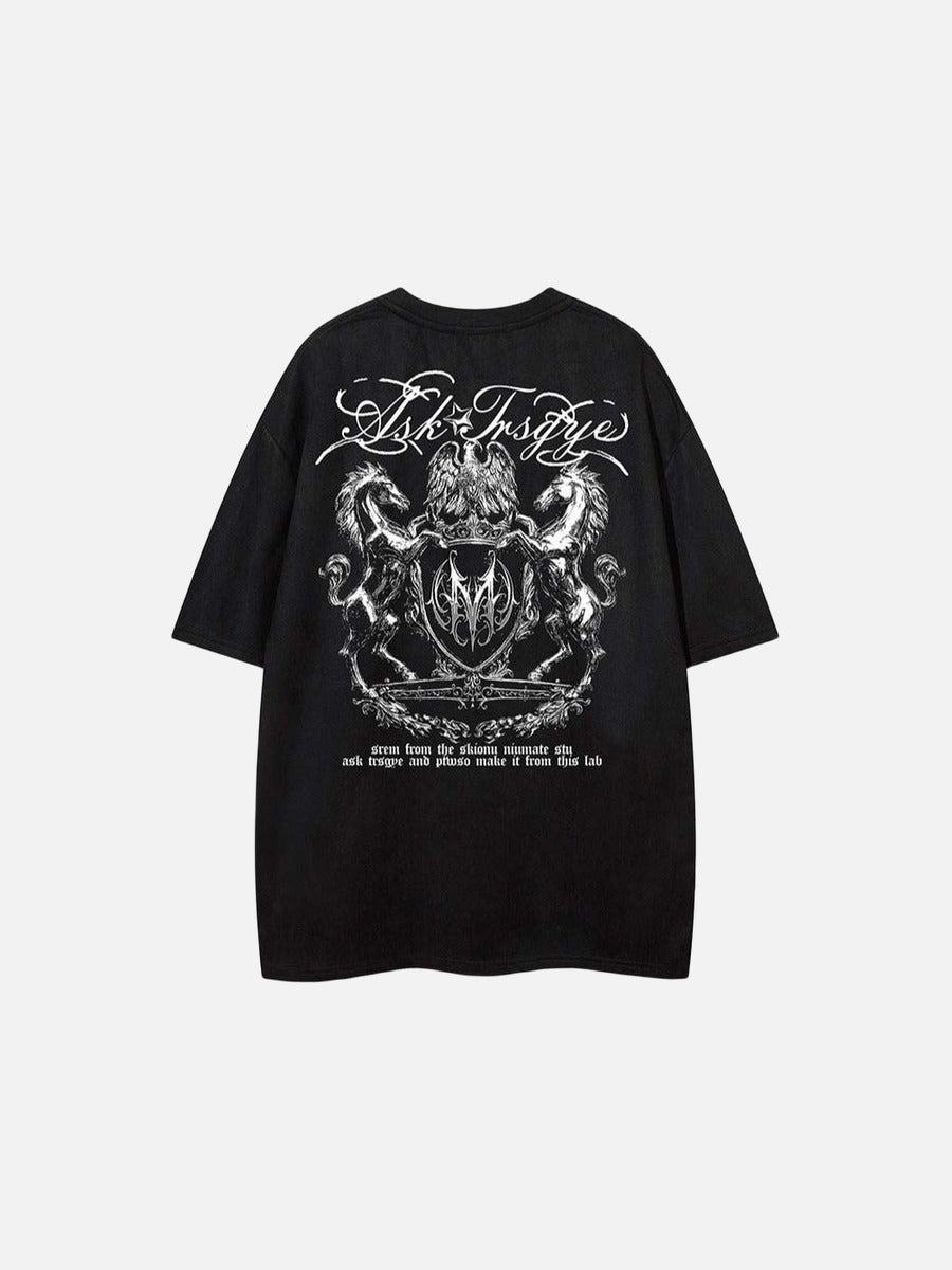 DAXUEN Oversized short-sleeve T-shirt with script graphics