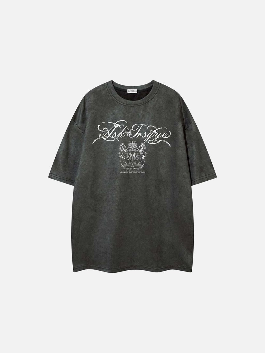 DAXUEN Oversized short-sleeve T-shirt with script graphics