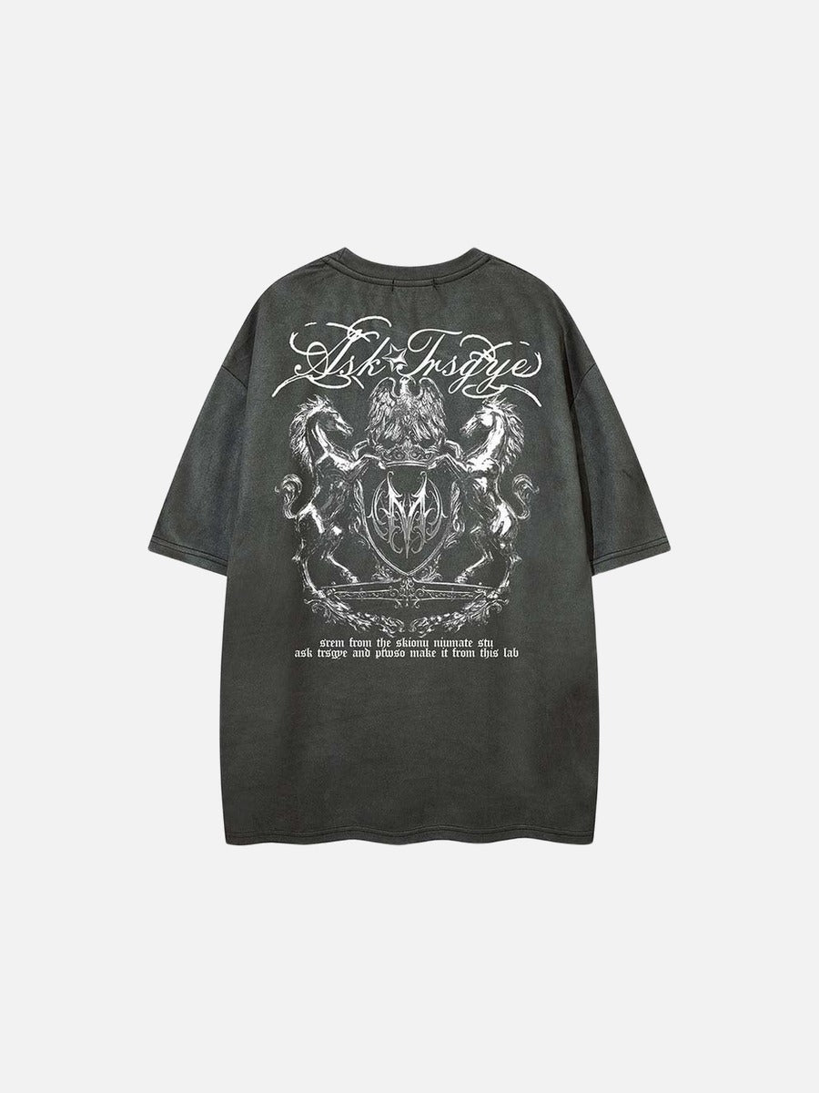 DAXUEN Oversized short-sleeve T-shirt with script graphics